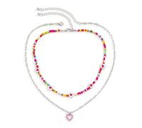 NZVCQVPU Colorful Necklace Beaded, Layered Necklace Plated Daisy Heart Beads Shape for Women