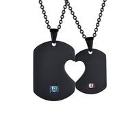 NZVCQVPU Couples Necklace Stainless Steel, Matching Necklace for Couples Puzzle Heart Dog Tag Pendant with 20 inch Chain
