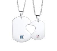 NZVCQVPU Couples Necklace Stainless Steel, Matching Necklace for Couples Puzzle Heart Dog Tag Pendant with 20 inch Chain