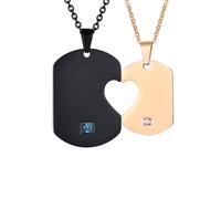 NZVCQVPU Couples Necklace Stainless Steel, Matching Necklace for Couples Puzzle Heart Dog Tag Pendant with 20 inch Chain