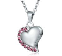 NZVCQVPU Cremation Jewellery for Ashes, Memorial Urn Necklace for Ashes Stainless Steel Heart Pendant with Zirconia