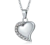NZVCQVPU Cremation Jewellery for Ashes, Memorial Urn Necklace for Ashes Stainless Steel Heart Pendant with Zirconia