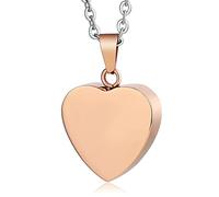 NZVCQVPU Cremation Jewellery for Ashes, Urn Necklace for Men to Wear Stainless Steel Rose Heart Pendant