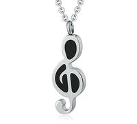 NZVCQVPU Cremation Urn Necklace for Ashes Men, Ash Holding Necklace for Women Stainless Steel Music Note Pendant