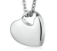 NZVCQVPU Cremation Urn Necklace for Men, Human Ashes Necklace for Women Stainless Steel Silver Heart Pendant