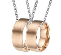 NZVCQVPU Customized Necklace for Men, Couples Necklaces for Him and Her Set Stainless Steel 8mm Rose Ring with Beveled Edge