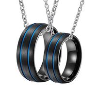NZVCQVPU Customized Necklaces for Women, Couple Necklaces for Him and Her Tungsten Carbide 8mm Black Brushed Ring with Groove