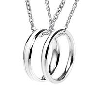 NZVCQVPU Customized Necklaces for Women, Matching Couples Necklaces Stainless Steel Silver Ring with White Enamel