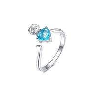 NZVCQVPU EarS Cat Blue Cz Size Rings, Women Cute Classic Party Accessories, Gifts Girlfriend