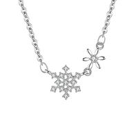 NZVCQVPU Fancy Necklace, Women Oval Link Zircon Gemstone Snowflake Anniversary 450mm