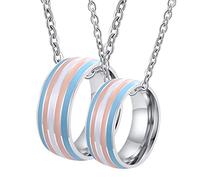 NZVCQVPU Gay Pride Necklace Charm, Personalized Necklaces for Women Stainless Steel LGBT Ring with Multicolor Enamel