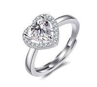 NZVCQVPU Heart Shaped With Zirconia Diamond Ring Sweet Style Opening Luxury Proposal Ring