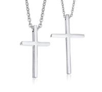 NZVCQVPU His and Hers Necklaces for Couples, Matching Necklace for Couples Stainless Steel Silver Cross Pendant