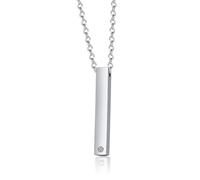 NZVCQVPU His and Hers Necklaces Stainless Steel, Couples Necklace for Men and Women Vertical Bar Pendant with Zircon with 20 inch Chain