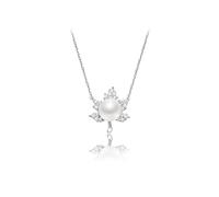 NZVCQVPU Jewelry/Necklaces Necklace S925 Freshwater Pearl Pendant Chain 5-6mm White Steamed Bun Shape Fashion All-match Jewelry Gift Women's Pendants