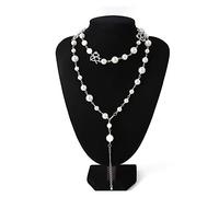 NZVCQVPU Jewelry/Necklaces Simulated Pearl Choker Hollow Crystal Necklace for Women Long Tassel Necklaces Wedding Fashion Jewelry Women's Pendants