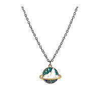 NZVCQVPU Jewelry/Necklaces Titanium Steel Chain Necklace, Personalized Planet Snow Mountain Round Necklace, Alloy Couple Necklace Women's Pendants