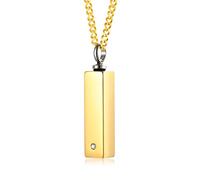 NZVCQVPU Keepsake Necklace Urns for Human Ashes, Ash Holders for Human Ashes Necklaces Stainless Steel Rectangle with Zirconia