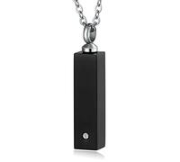 NZVCQVPU Keepsake Necklace Urns for Human Ashes, Ash Holders for Human Ashes Necklaces Stainless Steel Rectangle with Zirconia