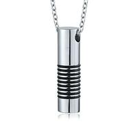 NZVCQVPU Keepsake Necklaces for Ashes Stainless Steel, Ash Necklace for Human Ashes for Men Silver Black Cylinder Pendant