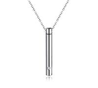 NZVCQVPU Keepsake Urn Necklace for Human Ashes, Cremation Necklaces for Men Stainless Steel Cylinder Pendant with Zirconia