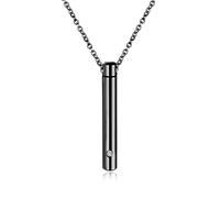 NZVCQVPU Keepsake Urn Necklace for Human Ashes, Cremation Necklaces for Men Stainless Steel Cylinder Pendant with Zirconia
