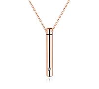 NZVCQVPU Keepsake Urn Necklace for Human Ashes, Cremation Necklaces for Men Stainless Steel Cylinder Pendant with Zirconia