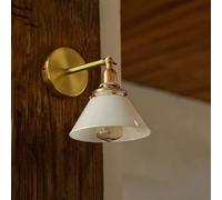 NZVCQVPU Light Japanese-Style Brass Sconce with Milk White Glass Shade Modern Decor Adjustable Contemporary Home E14