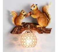 NZVCQVPU Living Room Wall Sconce Crystal Lamp 3D Squirrel Light E27 Indoor Retro Boys Girls Decorative Chandelier Room