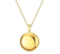 NZVCQVPU Locket Necklace Plated, Stainless Steel Necklace for Women with Round Pendant 21.5 inch Chain