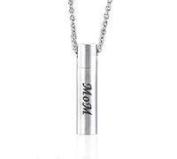 NZVCQVPU Locket Necklace to Hold Mom's Ashes, Ashes Necklace for Men Dad Stainless Steel Silver Cylinder Pendant