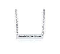 NZVCQVPU Long Chain, Pendant Necklace Aesthetic Cable Stainless Steel Horizontal Pendant Nevertheless, She Persisted Necklace for Women
