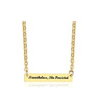 NZVCQVPU Long Chain, Pendant Necklace Aesthetic Cable Stainless Steel Horizontal Pendant Nevertheless, She Persisted Necklace for Women