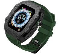 NZVCQVPU Luxury Carbon Fiber Case Modification Kit Silicone Strap for Ultra 49mm Diy Fluorine Rubber Band for IWatch 8 7 6 5 4 SE 45mm 44mm Watch Accessories