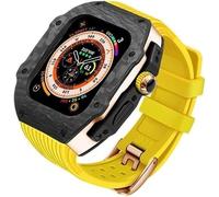 NZVCQVPU Luxury Carbon Fiber Case Modification Kit Silicone Strap for Ultra 49mm Diy Fluorine Rubber Band for IWatch 8 7 6 5 4 SE 45mm 44mm Watch Accessories