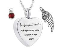 NZVCQVPU Memorial Urn Necklace, for Teenager Heart Electrocardiogram Grandpa Always on My Mind Forever in My Heart