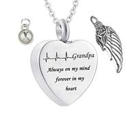 NZVCQVPU Memorial Urn Necklace, for Teenager Heart Electrocardiogram Grandpa Always on My Mind Forever in My Heart