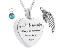 NZVCQVPU Memorial Urn Necklace, for Teenager Heart Electrocardiogram Grandpa Always on My Mind Forever in My Heart