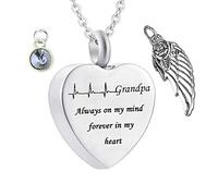 NZVCQVPU Memorial Urn Necklace, for Teenager Heart Electrocardiogram Grandpa Always on My Mind Forever in My Heart