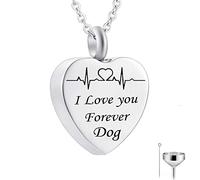 NZVCQVPU Memory Necklace, Necklace for Teenager Stainless Steel Rolo Heart Pendant Electrocardiogram Engraved I Love You Forever... Urn Locket