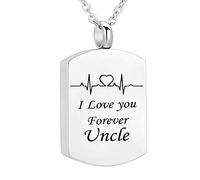 NZVCQVPU Memory Necklace, Necklace for Teenager Stainless Steel Rolo Pendant Electrocardiogram Engraved I Love You Forever... Keepsake Jewelry