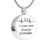 NZVCQVPU Memory Necklace, Necklace for Teenager Stainless Steel Snake Round Pendant Electrocardiogram Engraved I Love You Forever...