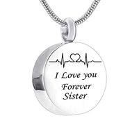 NZVCQVPU Memory Necklace, Necklace for Teenager Stainless Steel Snake Round Pendant Electrocardiogram Engraved I Love You Forever...