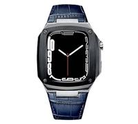 NZVCQVPU Metal Case+Leather Strap For 40mm 45mm Modification Kit Luxury Calfskin Band For iWatch SE 6 5 4, Fhx-98k