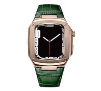 NZVCQVPU Metal Case+Leather Strap For 40mm 45mm Modification Kit Luxury Calfskin Band For iWatch SE 6 5 4, Fhx-98k