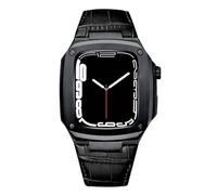NZVCQVPU Metal Case+Leather Strap For 40mm 45mm Modification Kit Luxury Calfskin Band For iWatch SE 6 5 4, Fhx-98k