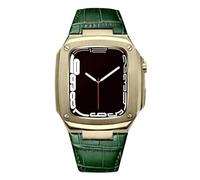 NZVCQVPU Metal Case+Leather Strap For 40mm 45mm Modification Kit Luxury Calfskin Band For iWatch SE 6 5 4, Fhx-98k