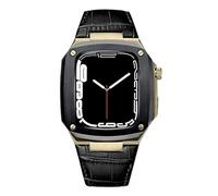 NZVCQVPU Metal Case+Leather Strap For 40mm 45mm Modification Kit Luxury Calfskin Band For iWatch SE 6 5 4, Fhx-98k