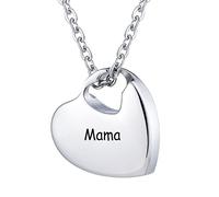 NZVCQVPU Necklace for Human Ashes,German/English Family Names Heart Engraving Urn Necklace for Ashes Stainless Steel Necklace for Ashes