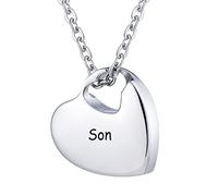 NZVCQVPU Necklace for Human Ashes,German/English Family Names Heart Engraving Urn Necklace for Ashes Stainless Steel Necklace for Ashes